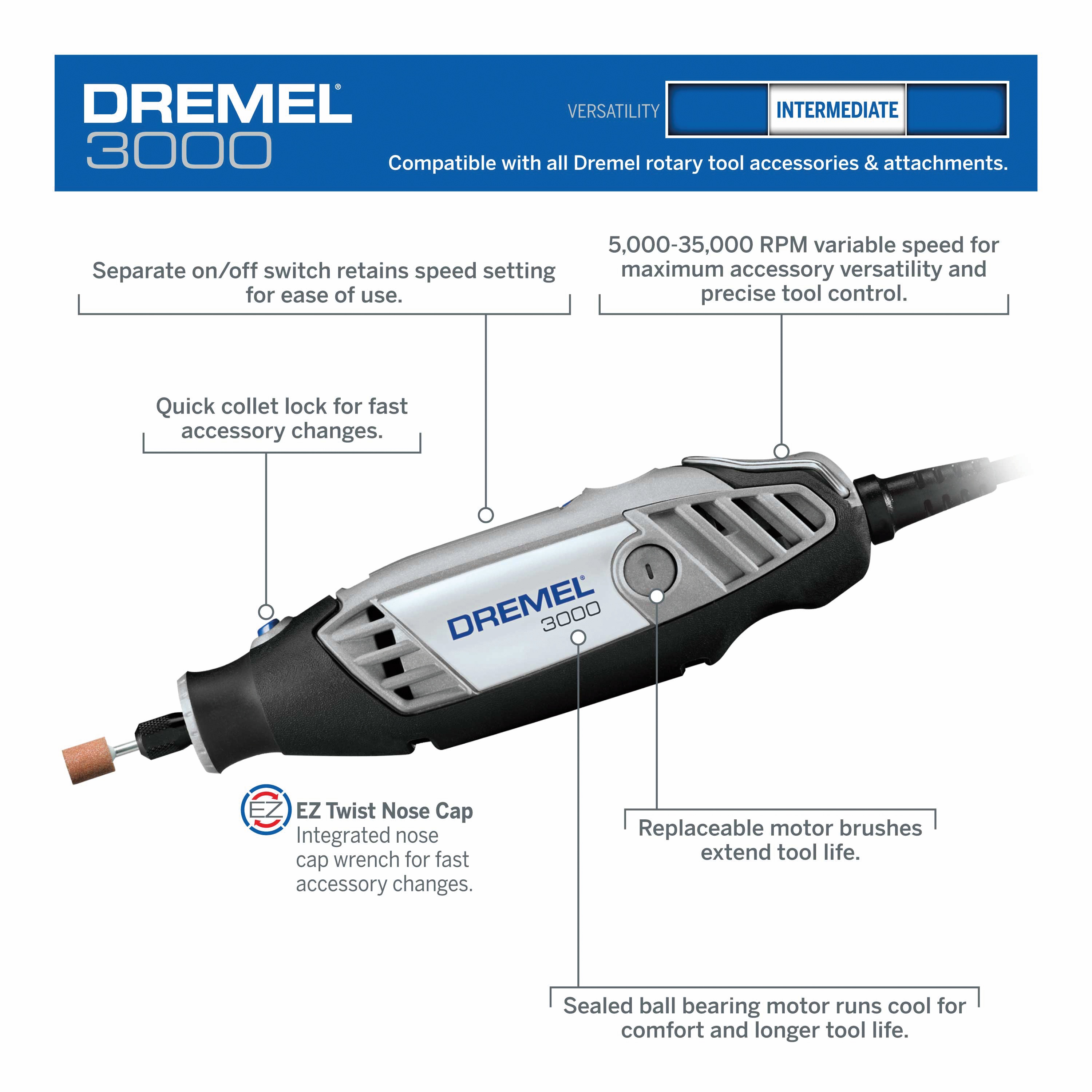 Dremel 3000-15 Rotary Tool Kit – Variable Speed Multi-Tool For DIY & Crafts